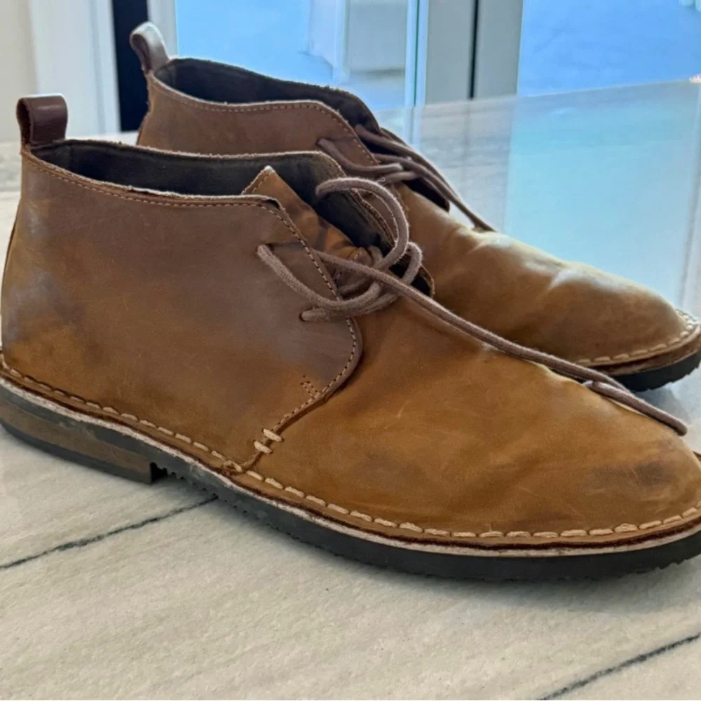 ✨ Men’s Brown‎ Leather Chukka Desert Boots Lace Up Ankle Shoes Sz 9 ✨